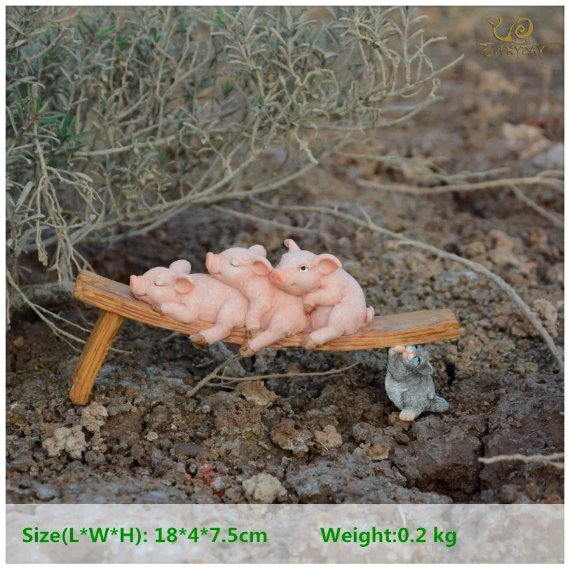 Cute Simulation Pig Statue Animal Figurines Miniature Fairy Garden Decor Home Decoration Accessories Resin crafts Desktop Decor