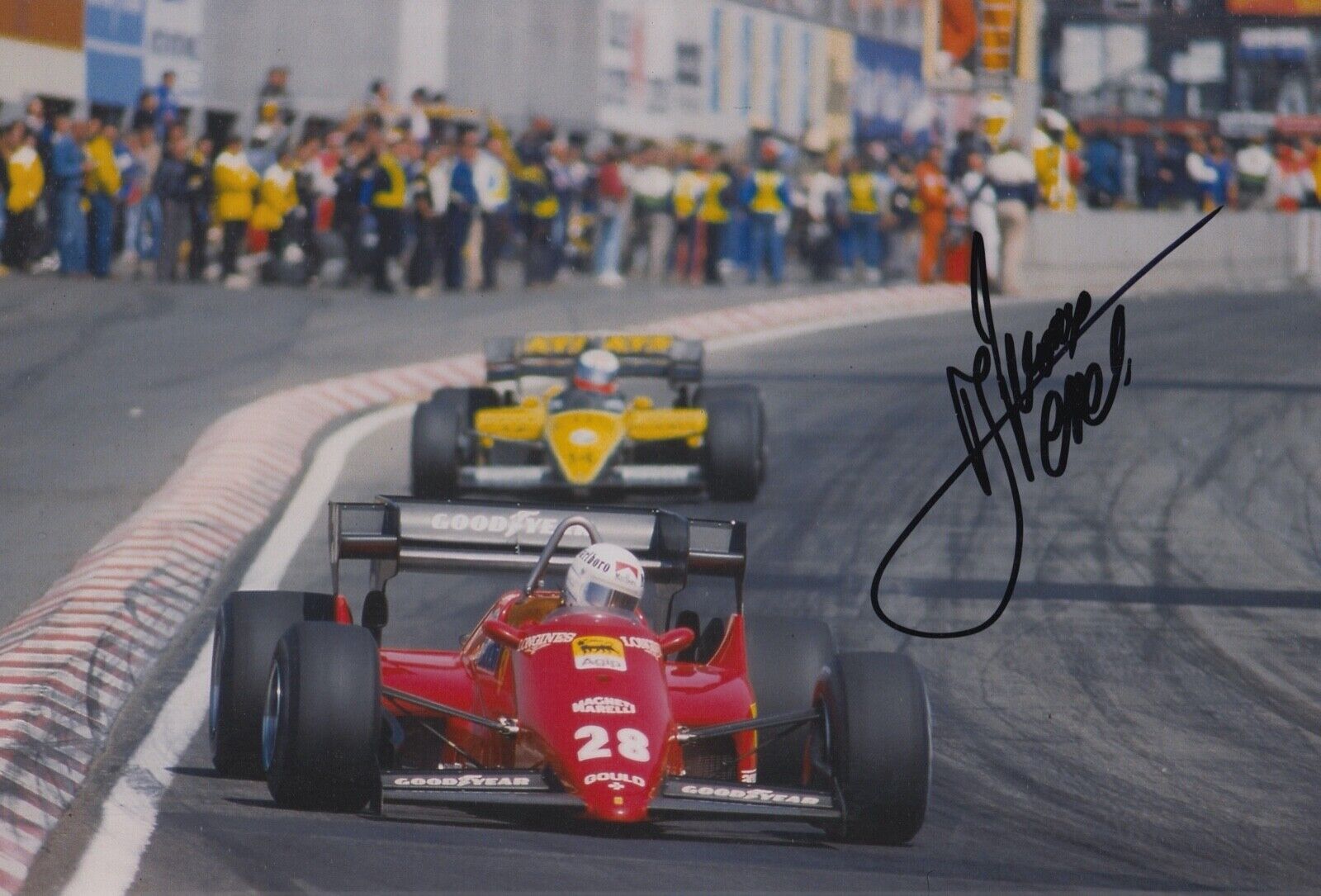 Rene Arnoux Hand Signed 12x8 Photo Poster painting F1 Autograph Scuderia Ferrari 3