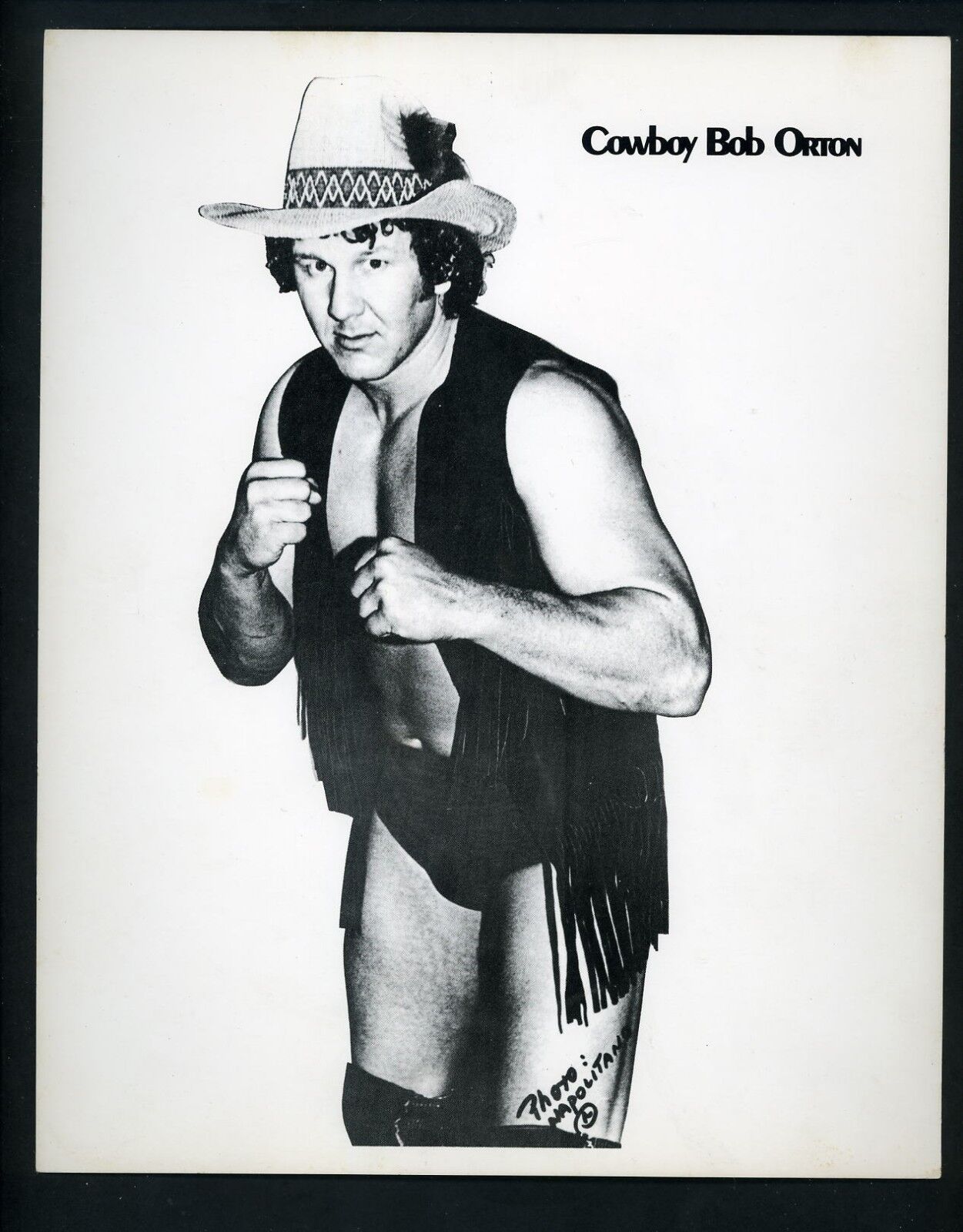 Cowboy Bob Orton Wrestling Champion circa 1970's Promo Photo Poster painting Wrestler