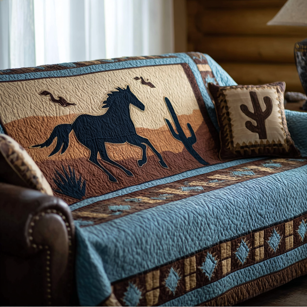 Twin Horses Quilted Sofa Cover NCU0DK11109 everthome