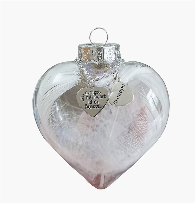 A Piece of My Heart is In Heaven Memorial Ornament Feather Heart Shaped Decoration