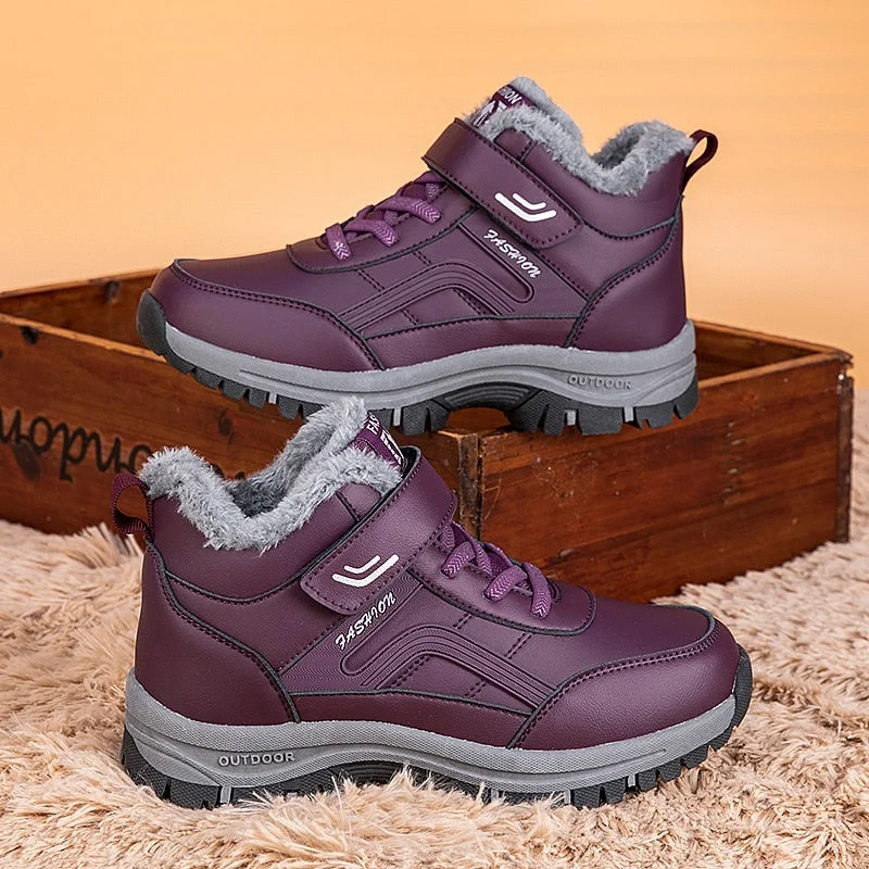 Nine o'clock Winter Men's High Boots Outdoor Warm Lined Anti-skid Couple Shoes Fashion Casual Female Snow Boots Soft Comfort