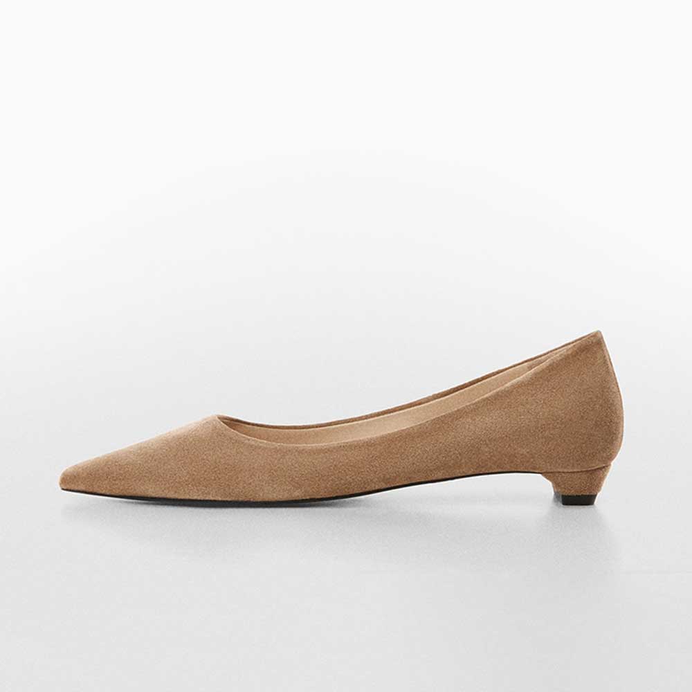 Beige Faux Suede Snip Toe Block Heel Slip-On Formal Pumps Nicepairs