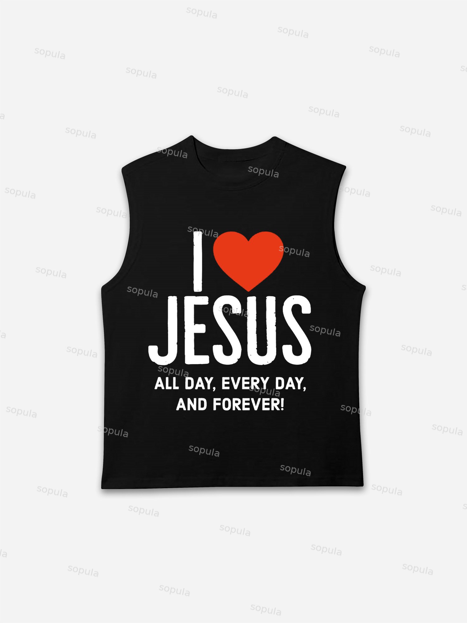 I Love Jesus Heart Graphic Tank Top