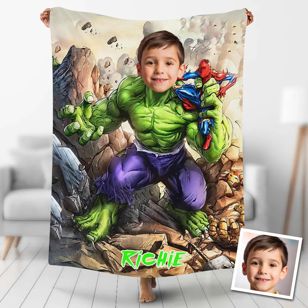 Custom Blankets Personalized Photo Angry Hulk Blanket