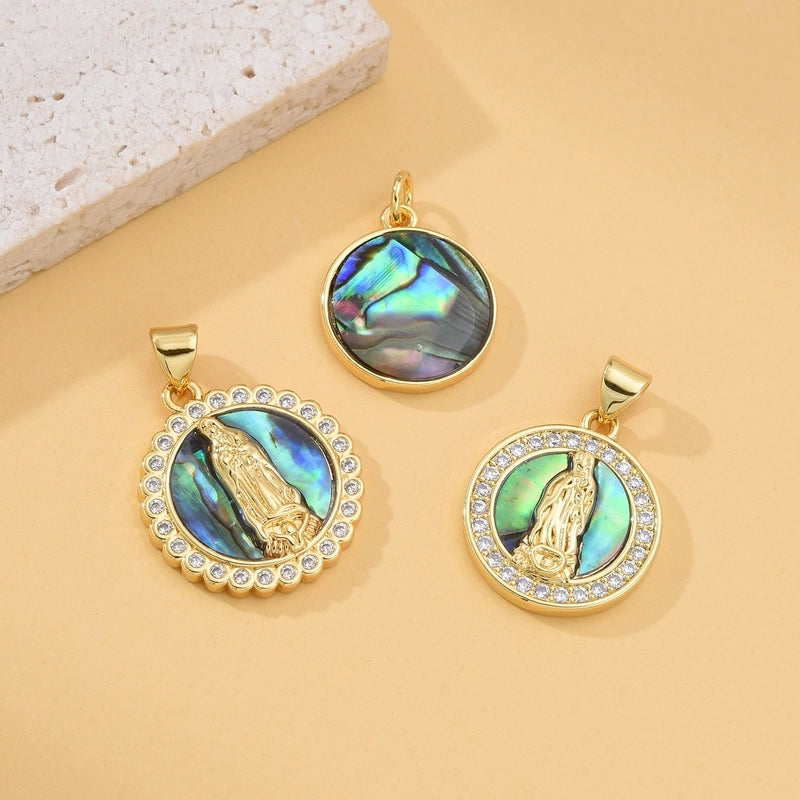 1 Piece 17 * 20mm Copper Shell Zircon 18K Gold Plated Virgin Mary Our Lady Of Guadalupe Pendant Jewelry Accessories