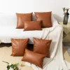 Plain Brown PU Leather Home Living Creative Cushion Pillow Cover