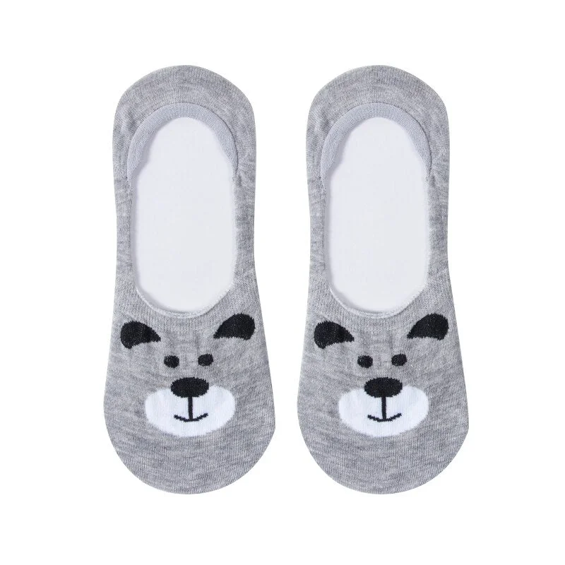 1 Pair Ankle Socks Women Cotton No Show Non-slip Short Boat Invisible Soft Heart Autumn Kawaii Indoor Sock Slippers