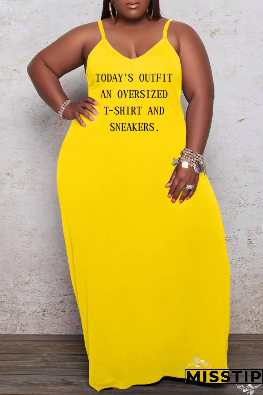 Brown Sexy Casual Letter Print Solid Backless Spaghetti Strap Long Dress Plus Size Dresses