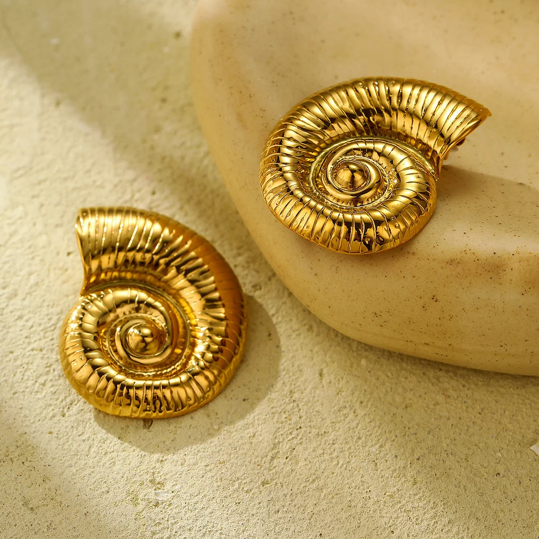 Titanium Steel Conch Shape Braided Stud Earrings