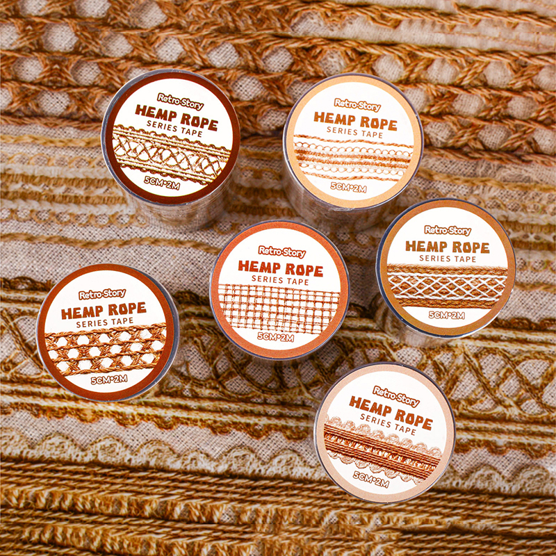 PET 테이프 - 50mm*200cm 빈티지 브레이드 삼베 로프 시리즈