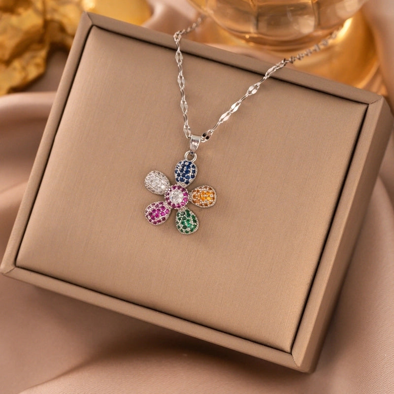 Elegant Animal Star Heart Shape Titanium Steel Rhinestones Plating Inlay Pendant Necklace