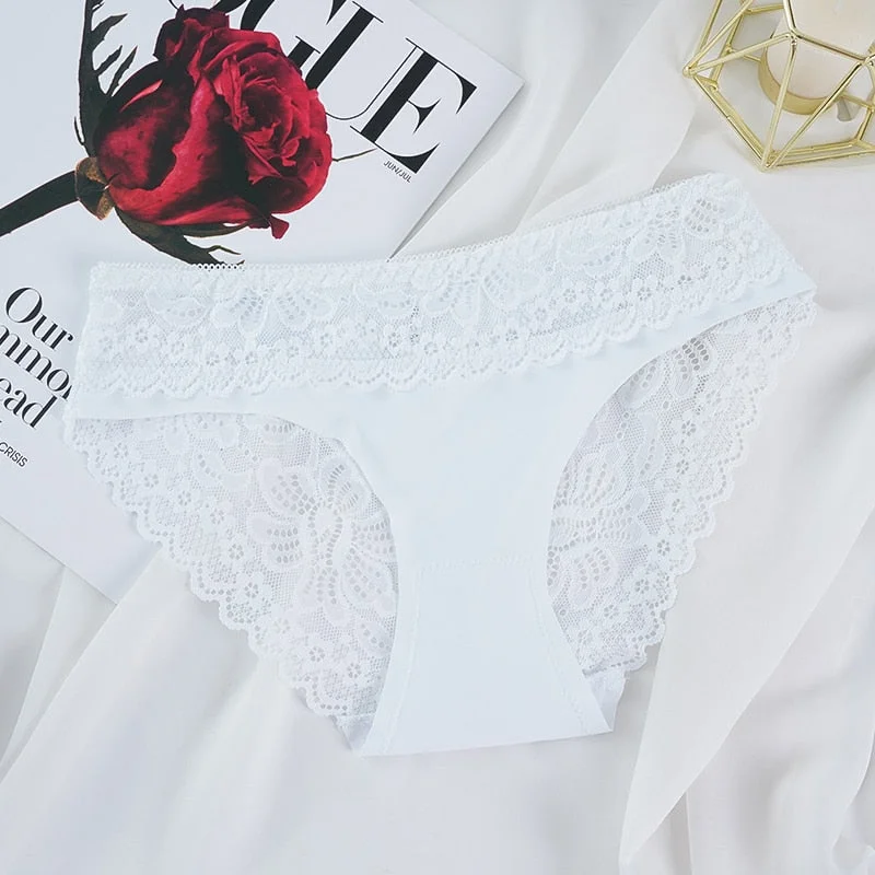 New Sexy Floral Lace Women's Panties Female Hollow Out Briefs Transparent Low Rise Ladies Underwear  Size M-XL Lingerie