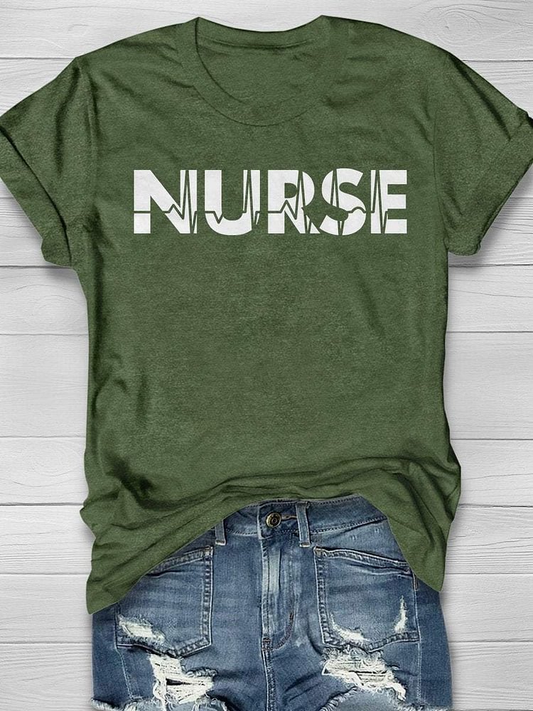 Nurse Print Short Sleeve T-shirt