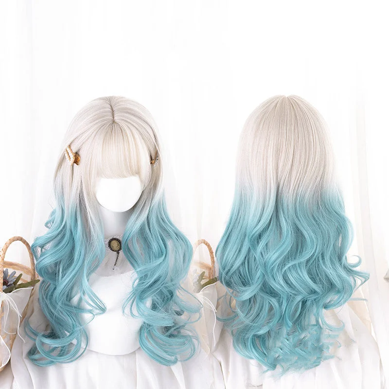 Lolita Gradient Green Long Curly Wig SP17735