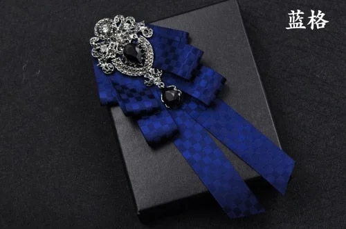 High-quality Fashion Handmade Red Diamond Bow Tie Wedding Collar Bowtie Brooch Pocket Towel Square Set Gifts for Men Accessories