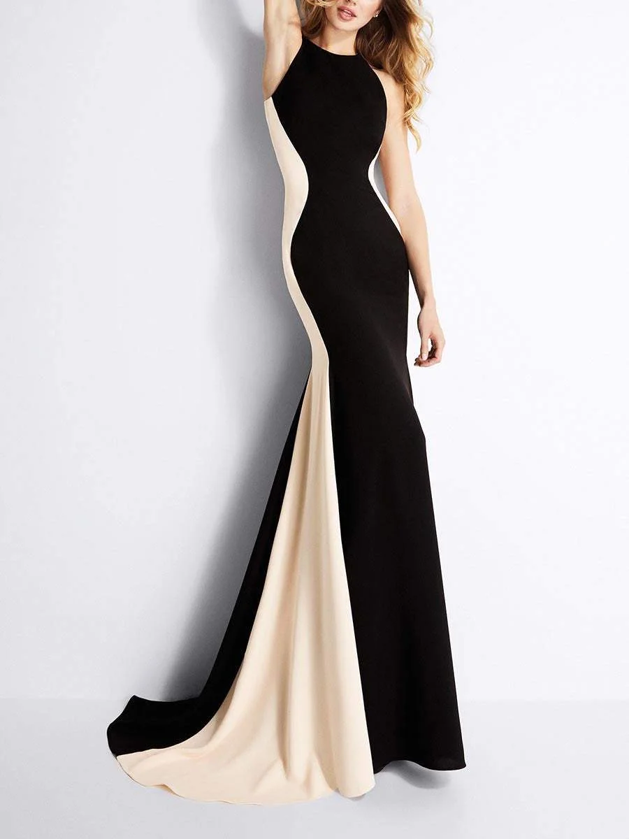 Elegant Contrast Sleeveless Maxi Gown