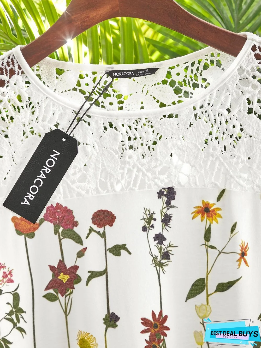 Cotton-Blend Floral Boho Loose Midi Dress