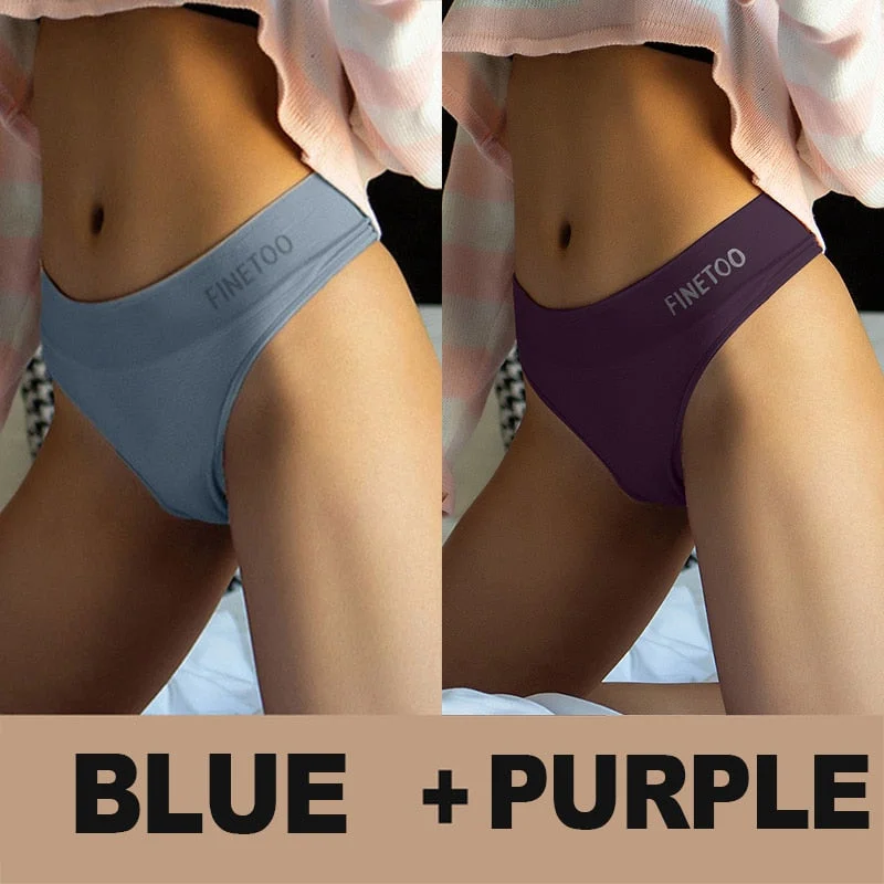 M-2XL Bodyshaper Panties Women Underwear 2PCS/Set Panties Female Lingerie Sexy G-string Underpants Solid Color Pantys Body Slim