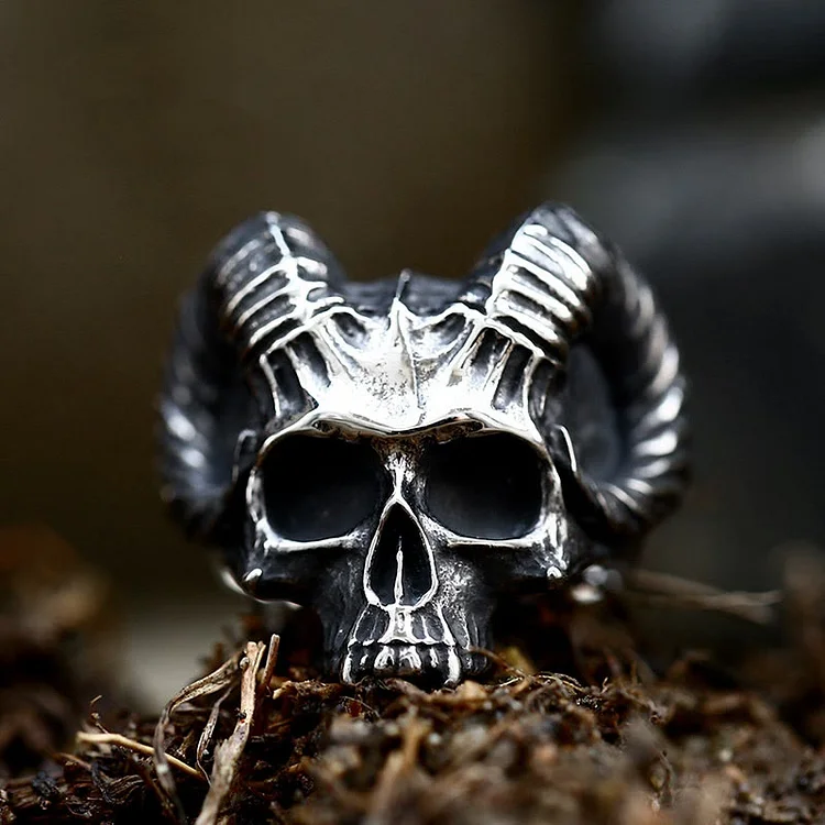 Coutureaura Punk Animal Goat Skull Occult Satan Ring