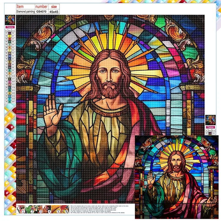 Full Square Diamond Painting - Glass Art - Jesus 45*45CM