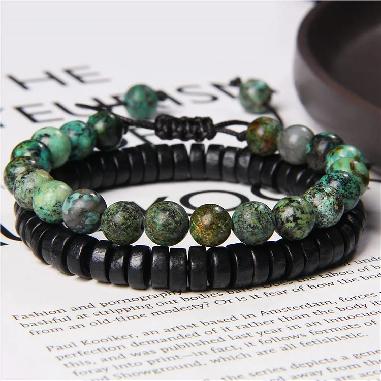 Olivenorma African Turquoise Snowflake Obsidian Double Beaded Bracelet