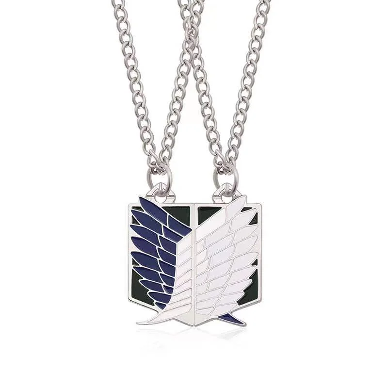 2pcs Matching The attack on Titan Wing necklace without Magnets