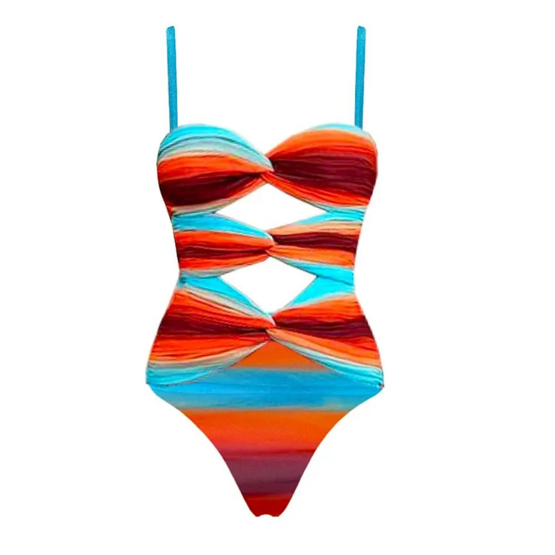Uveng Chest-Meared Hollowed-In Swimsuit Lady 2025 New Gradient Tie Dye Swimsuit Outlet
