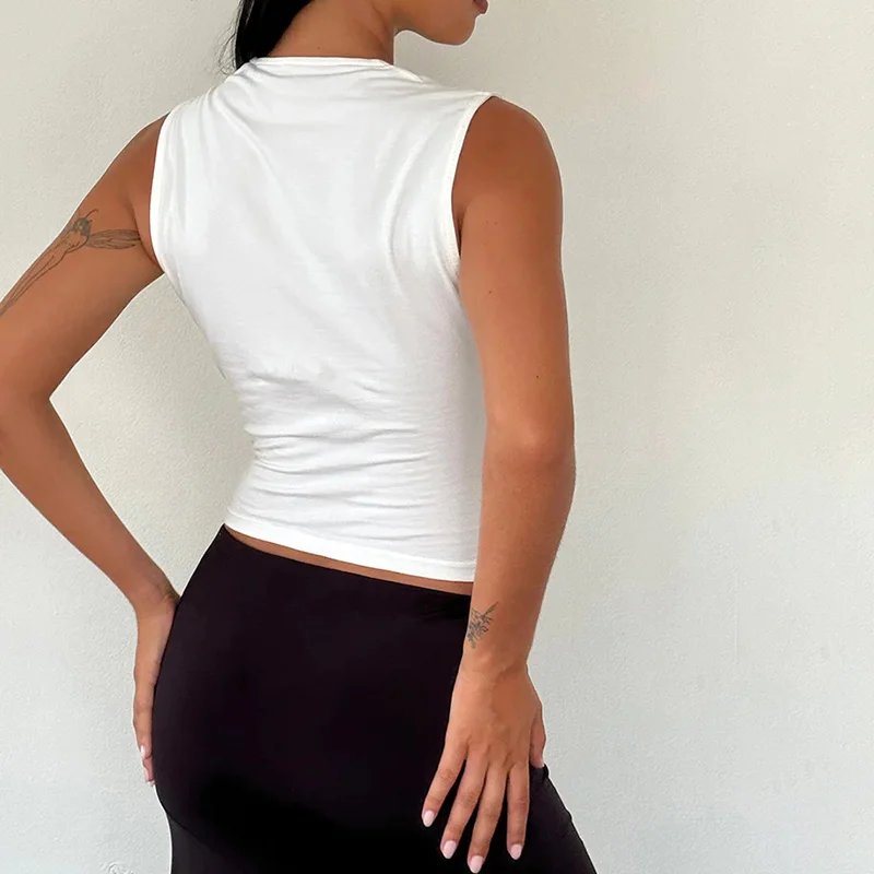 Retro Streetwear  Cute Bow Cropped Tops Women's Vest Summer Slim Fit Camisole Top