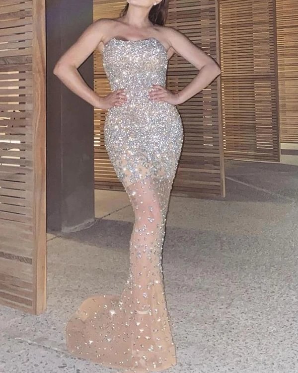 Women Hot Gilded Slim Sexy Long-sleeved Dress S-XXXL