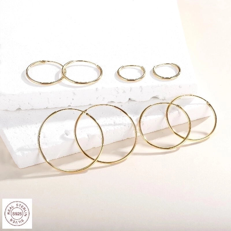 925 Sterling Silver Circle Hoop Earrings