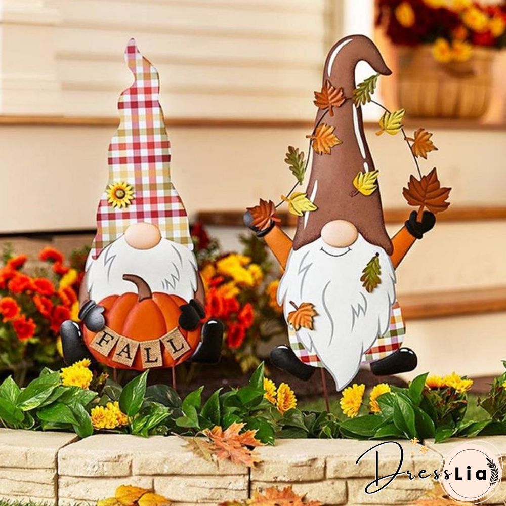 Halloween Gnome Signs Stake Metal Plug Stake For Outdoor Yard Sign Stakes