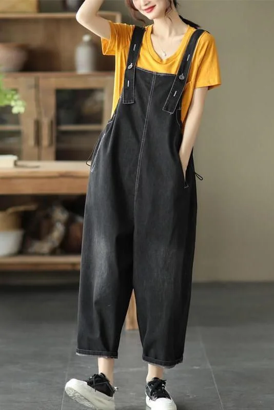 2021 Casual Denim Cotton Button Jumpsuits Dungarees