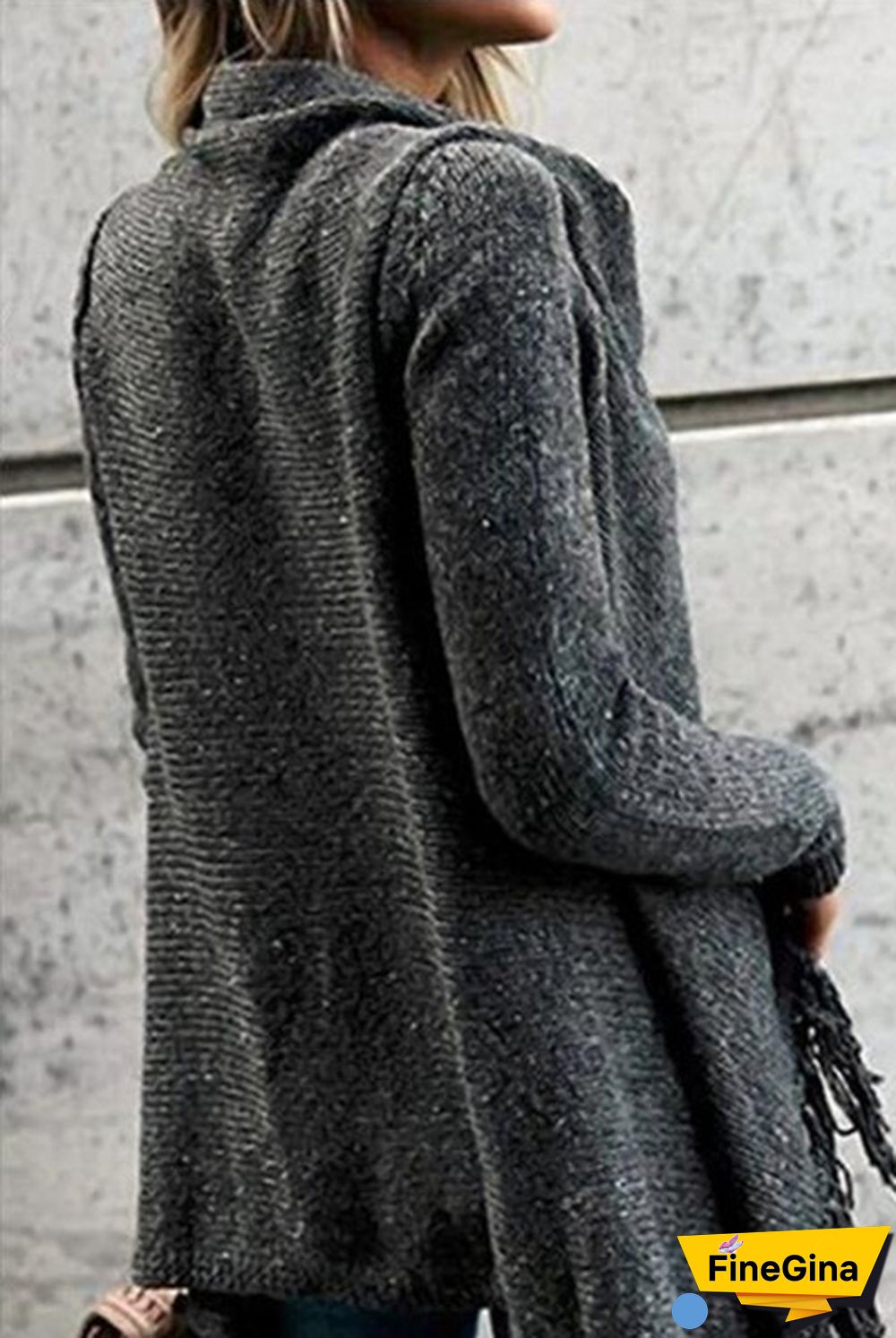 Fashion Women's Speckled Shawl Fringe Cardigan Knited Tassels Slash Sweater Coat Outwear