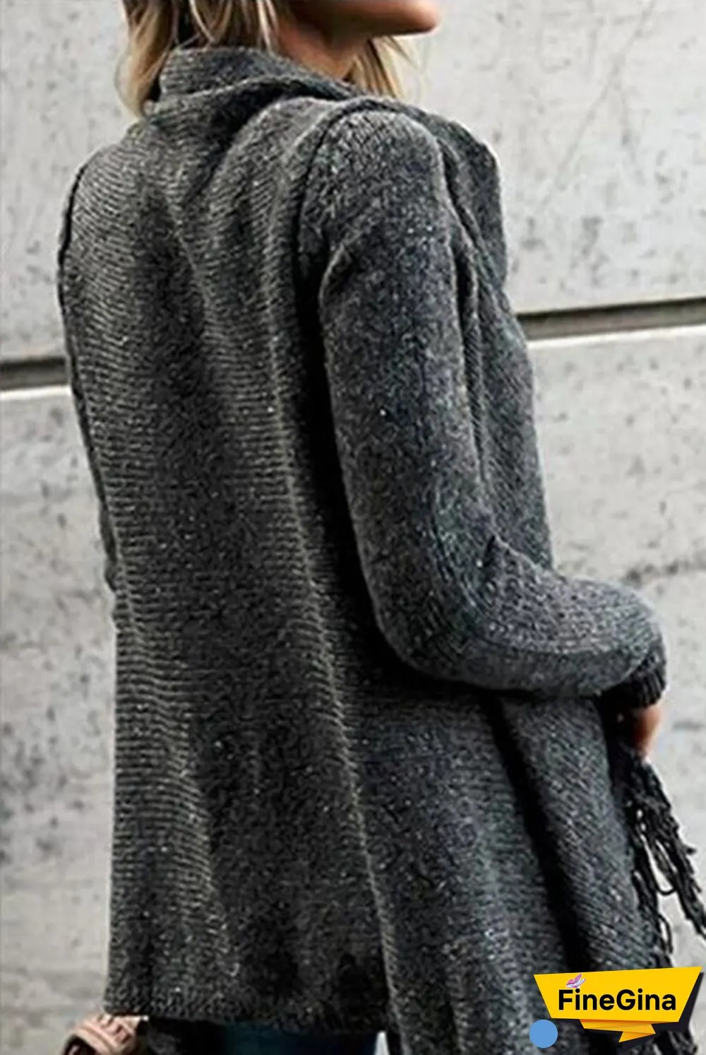 Fashion Women's Speckled Shawl Fringe Cardigan Knited Tassels Slash Sweater Coat Outwear