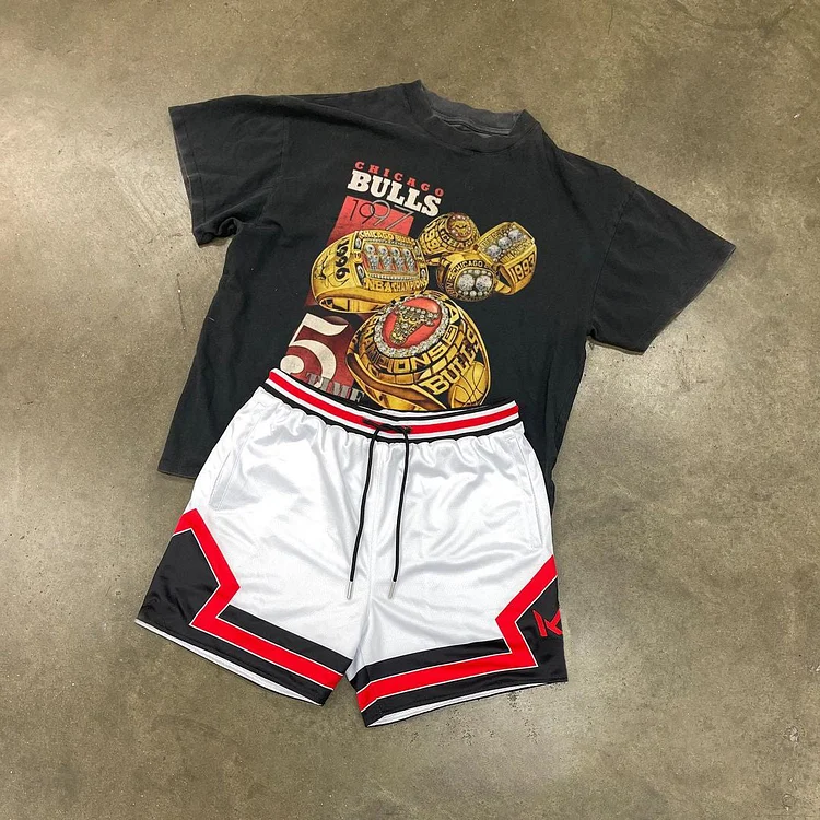 Casual Trendy Brand Print Sports Shorts Short Sleeve Suit