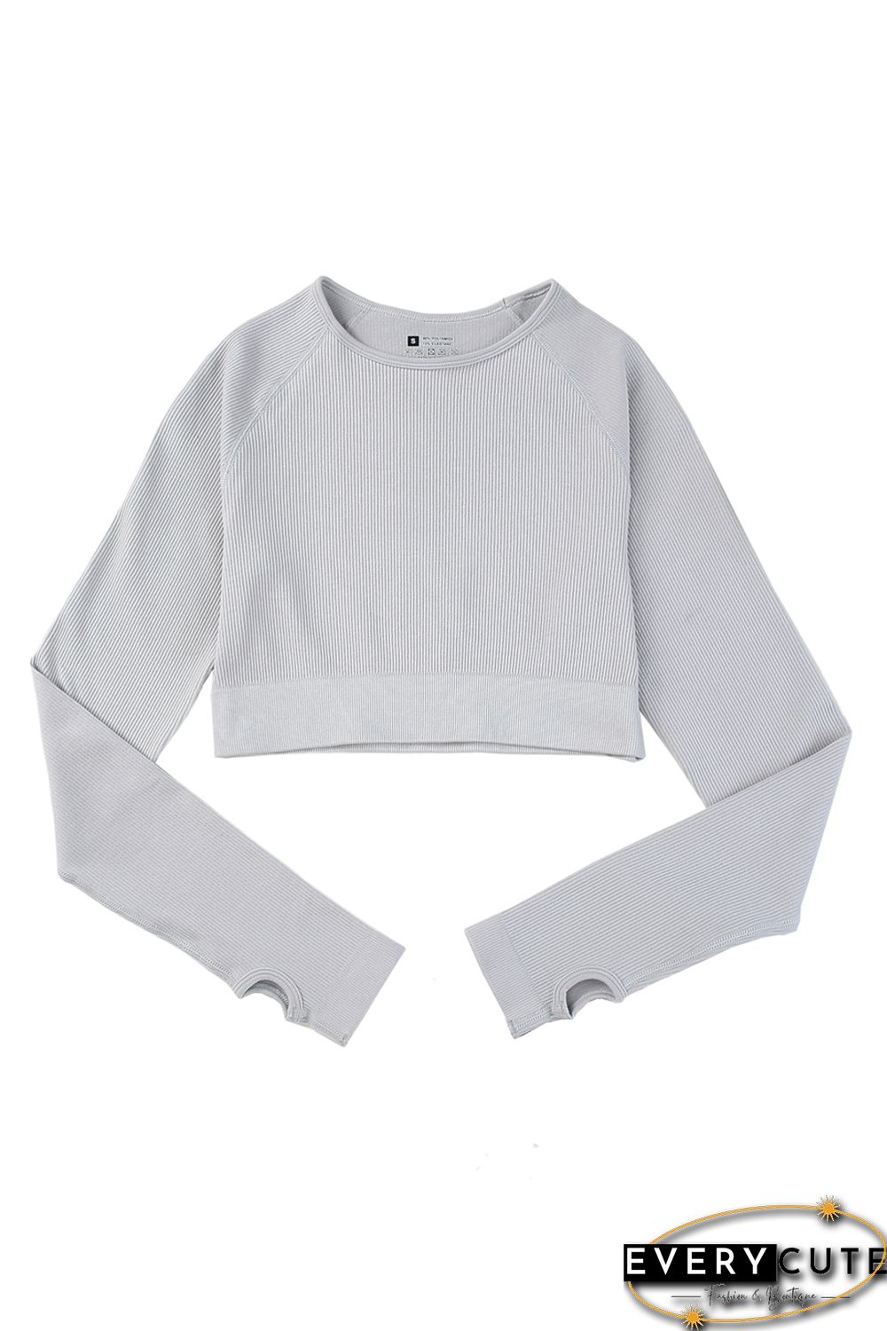 Gray Long Sleeve Seamless Crop Smoke