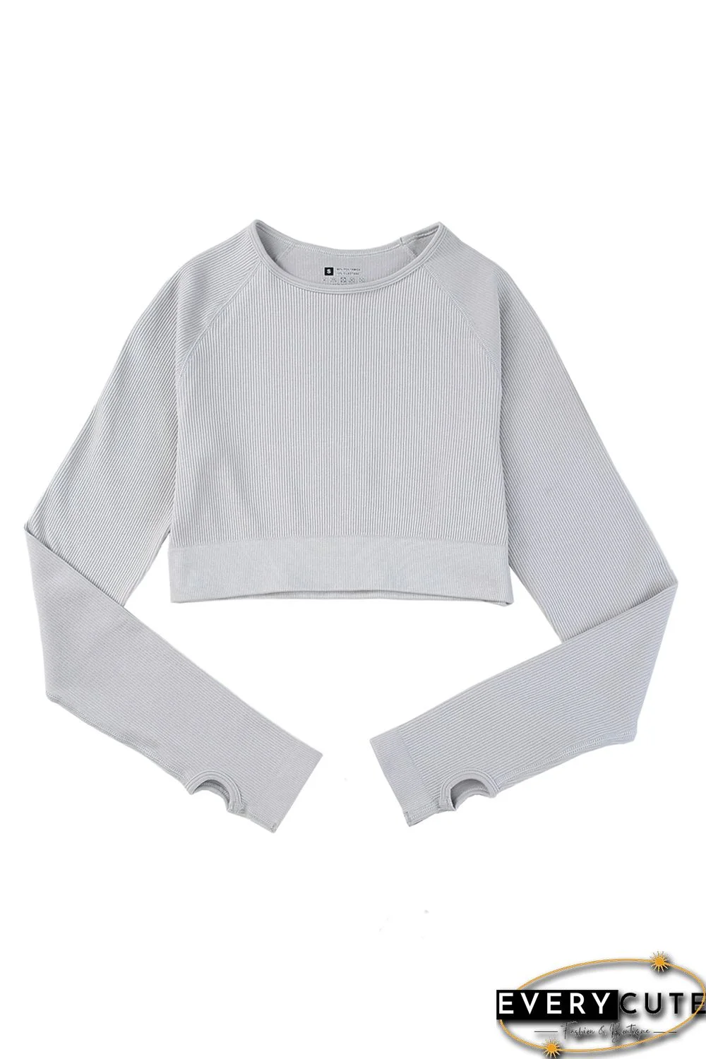 Gray Long Sleeve Seamless Crop Smoke