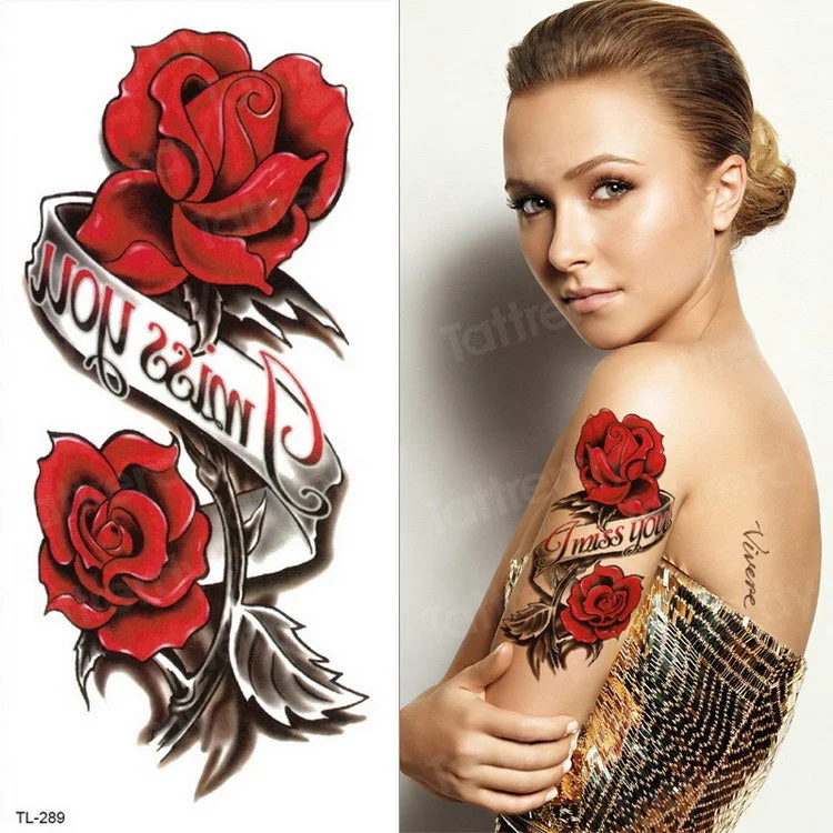 waterproof tattoo temporary sticker tattoo flower water transfer rose temporary tattoos on the body art girls bikini stickers