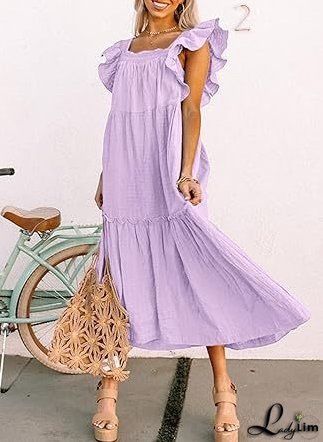 Square Collar Off-the-Shoulder Pleated Dress for Women