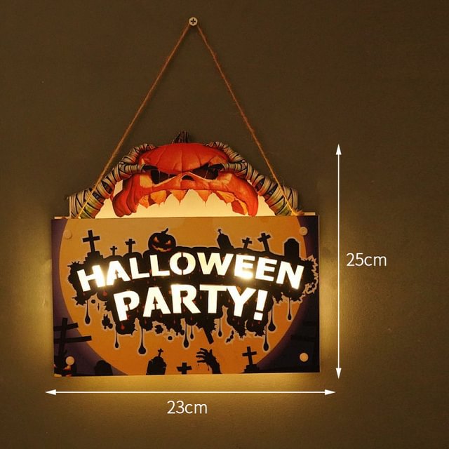 2022 New Halloween Pumpkin Light Hanging Sign Ghost Mummy Wooden Lamp for Horror Party Atmosphere Props Home Decor Accessories