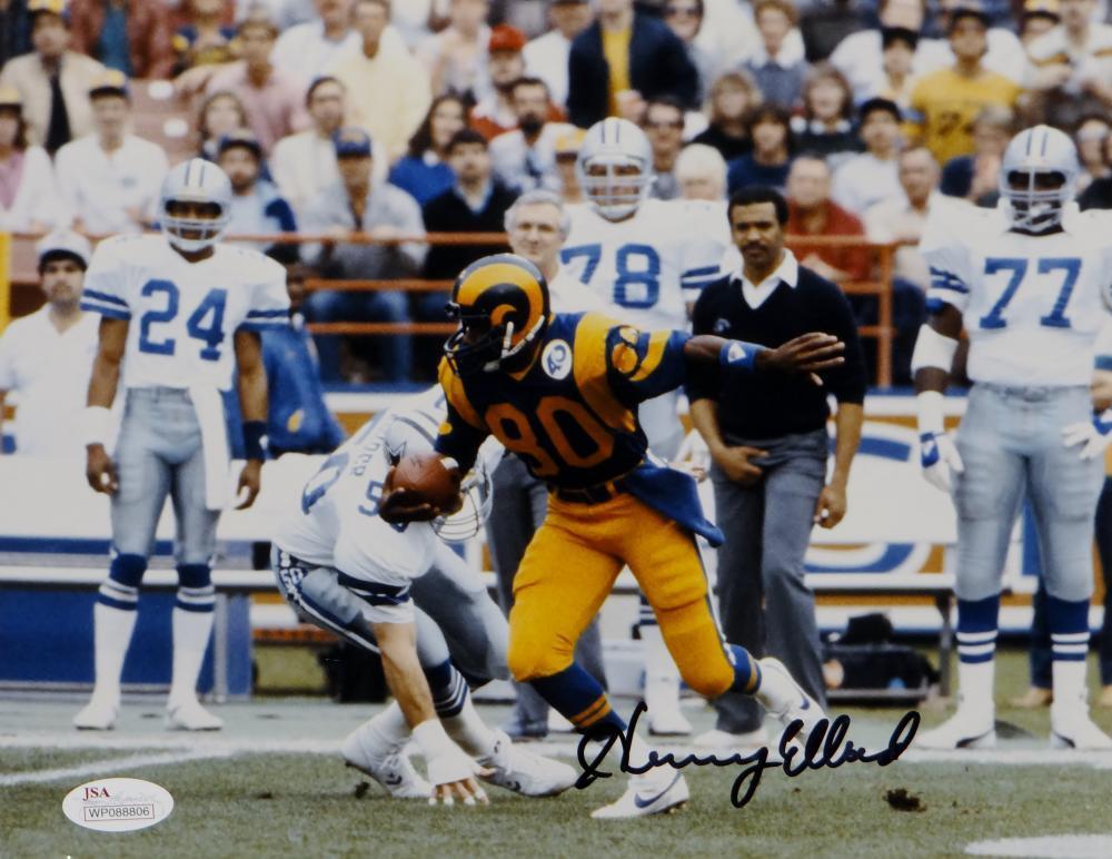 Henry Ellard Autographed 8x10 LA Rams Against Dallas Photo Poster painting- JSA Witnessed Auth