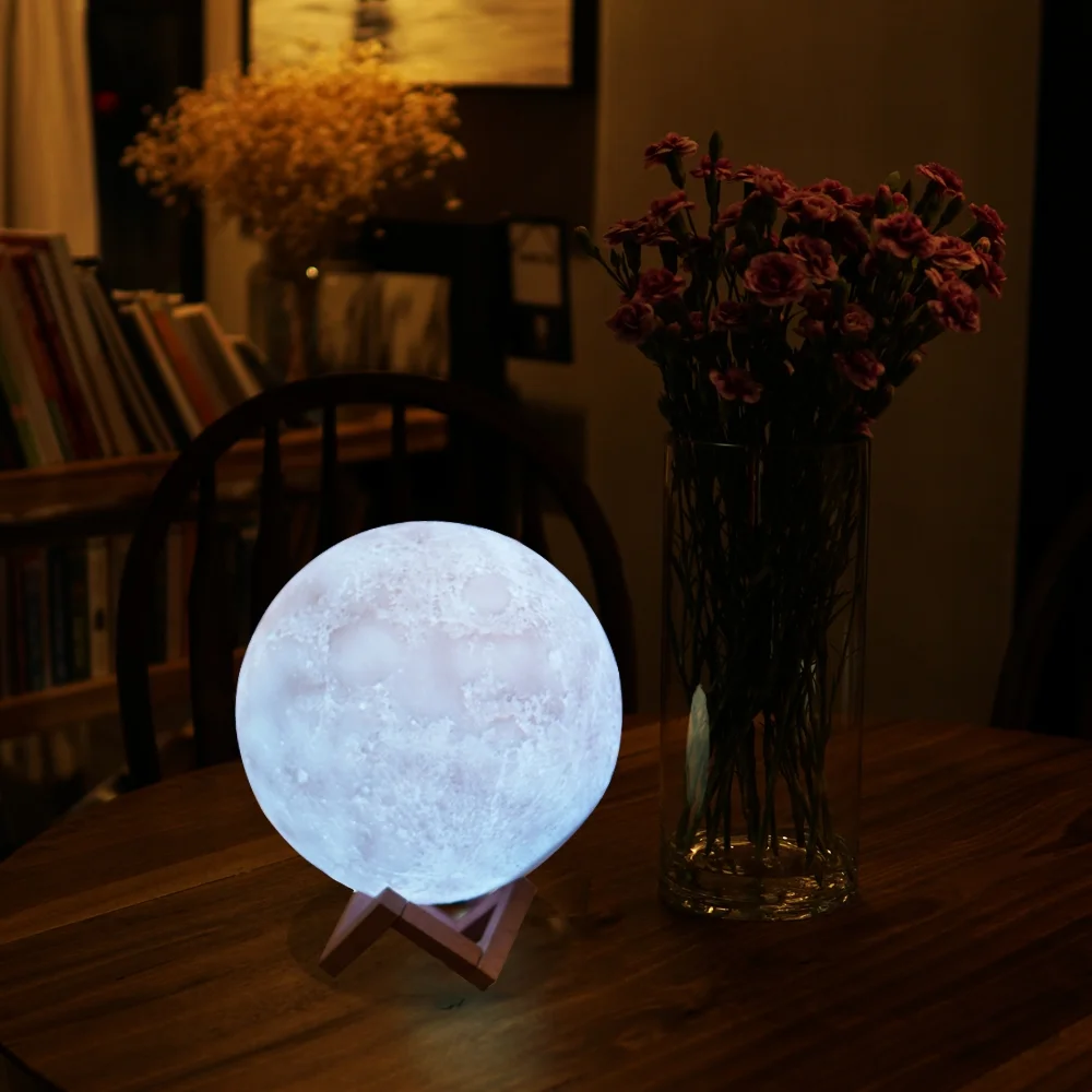 15cm 3D Magical Two Tone Moon Lamp USB Charging LED Night Light Touch Sensor Velantine Gift trabladzer