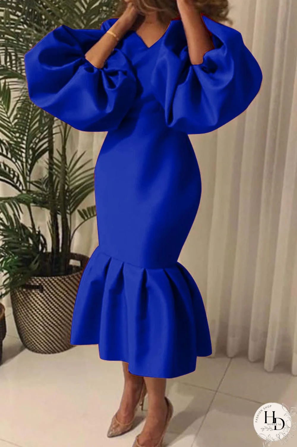 Red Fashion Sexy Solid Basic V Neck Evening Dress