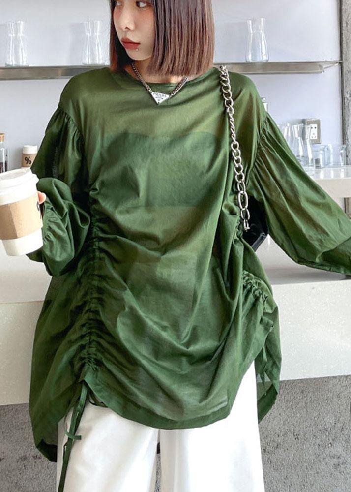 French Green Cinched Long sleeve shirts