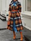 Fleece Lining Checkered Long Sleeves Coats