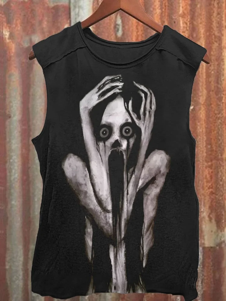 Halloween ghost print unisex vest