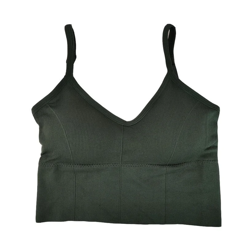 Women Tanks Crop Top Seamless Underwear Female Crop Top Women Sport Tops Sexy Lingerie Low Back Sleeveless Padded Camisole Femme
