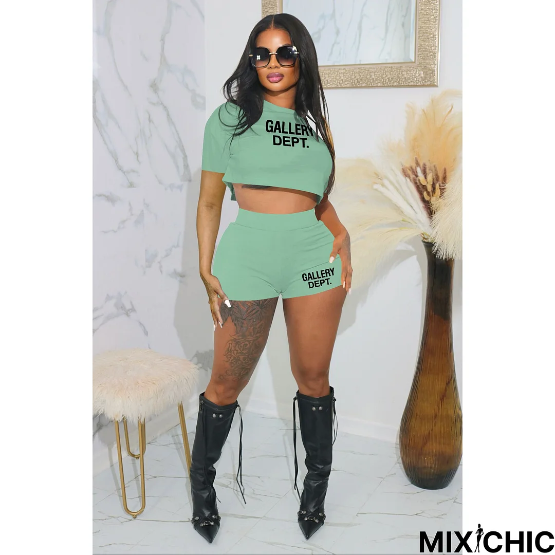 Summer New Popular Print Short-sleeved Shorts Two-piece Set