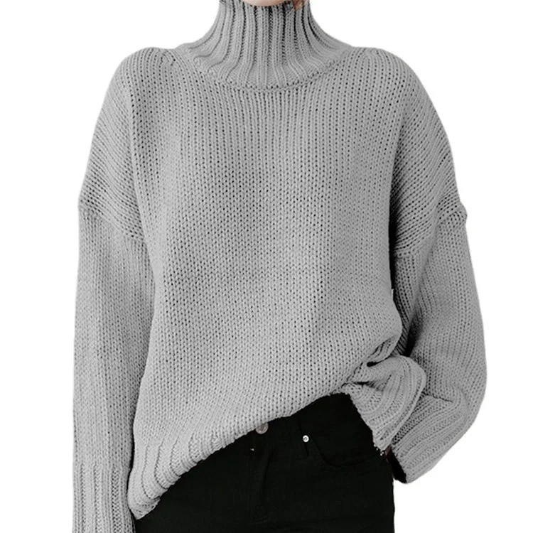 Wongn Wongn Autumn And Winter New High Collar Long Sleeve Solid Color Knit Jumper Sweater Women's Clothing